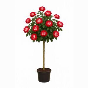 dvobojna ruža stablašica crveno–bela